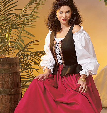 M 2055 Korsett mit Peplum, Bluse und Rock