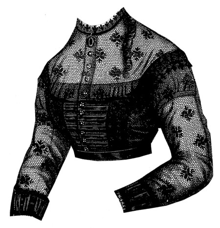 AP 1437 Geschnürtes Oberteil schwarzer Satin 1868